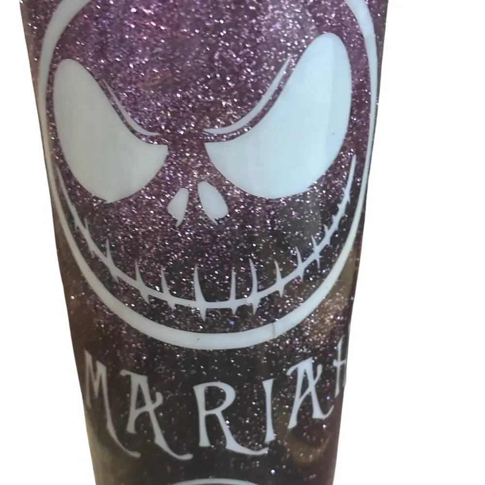 Night Before Christmas Custom Glitter Tumbler MARIAH seems New Signed by Artist
